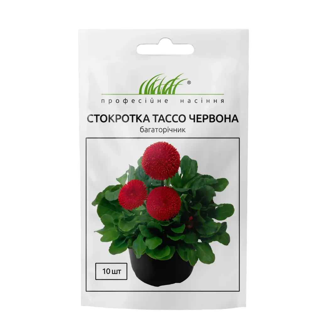 5407243365_stokrotka-chervona-tasso.webp Стокротка червона Тассо (дуже великі квіти) Професійне насіння 10 шт. - Зображення 1